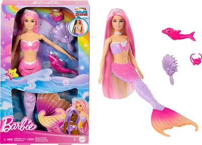 Barbie "Malibu" Mermaid Doll with Color Change Feature, Pet Dolphin and Accessories