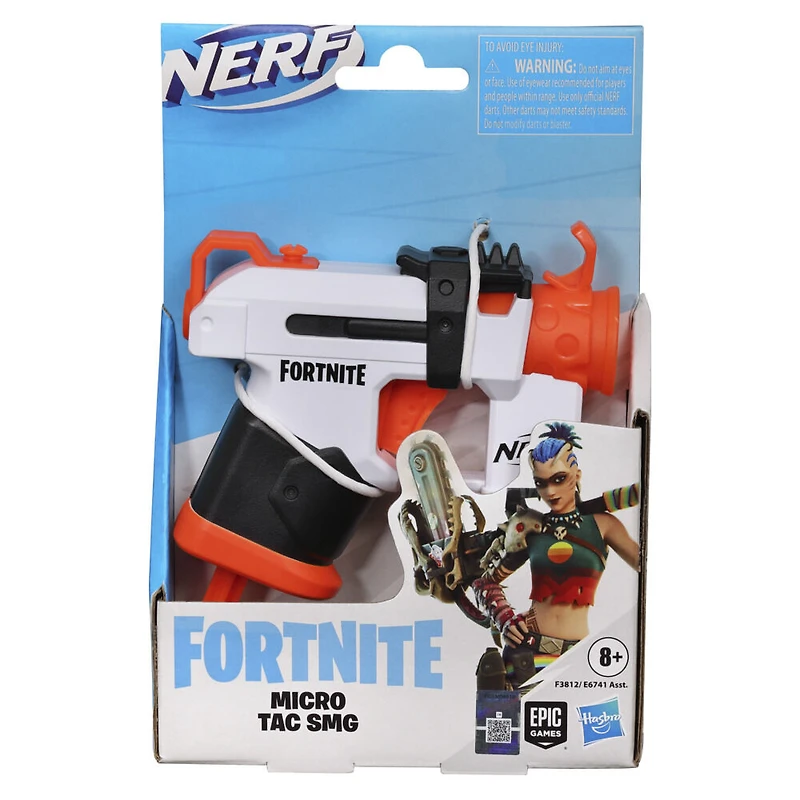 Nerf Fortnite Micro Tac SMG, mini-blaster à fléchette, design Fortnite Tac SMG, inclut 2 fléchettes Nerf Elite officielles