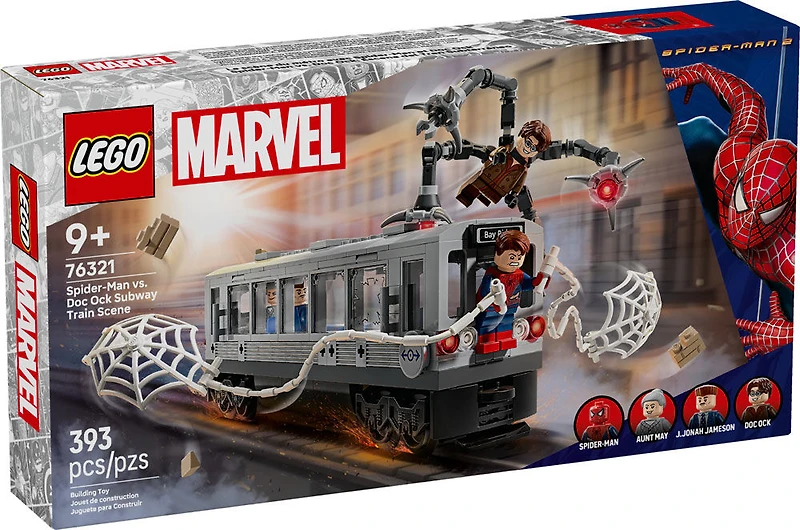 LEGO Marvel La Scène du Métro avec Spider-Man et Doc Ock, Cadeau de Jouet de Construction de Superhéros 76321