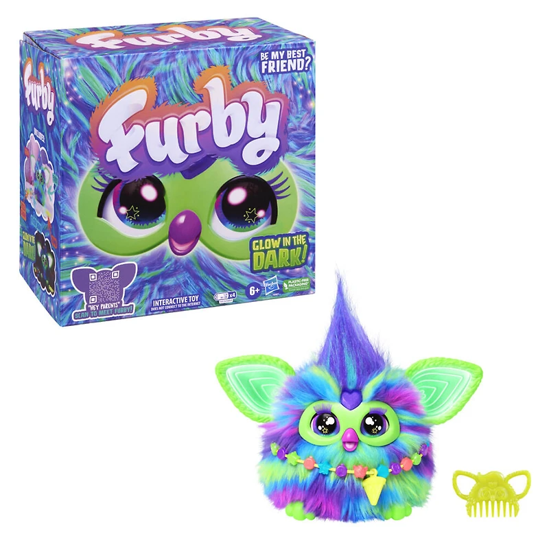 Furby Galaxie, peluche interactive brille dans le noir -Édition anglaise