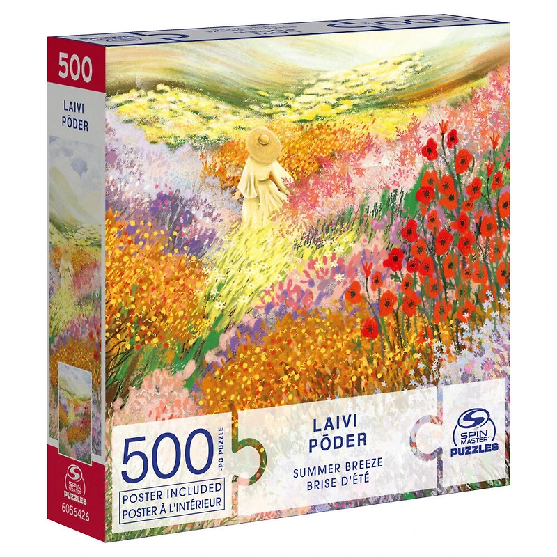 Spin Master Puzzles, Summer Breeze 500-Piece Jigsaw Puzzle Artist Laivi Põder Floral Landscape Art with Poster