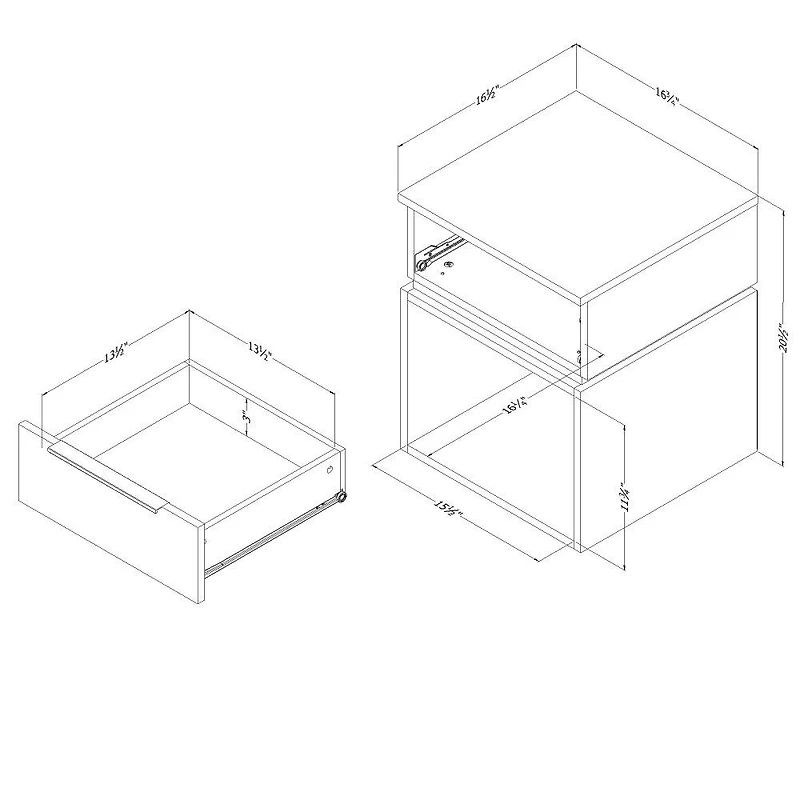Hourra Table de chevet Orme naturel et Blanc