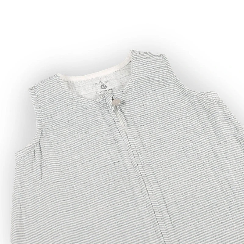 Red Rover - Cotton Muslin Sleep Bag Medium - Grey Micro Stripe