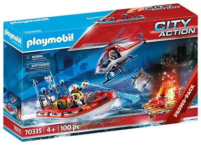 Playmobil - Brigade de pompiers avec bateau et hélicoptère