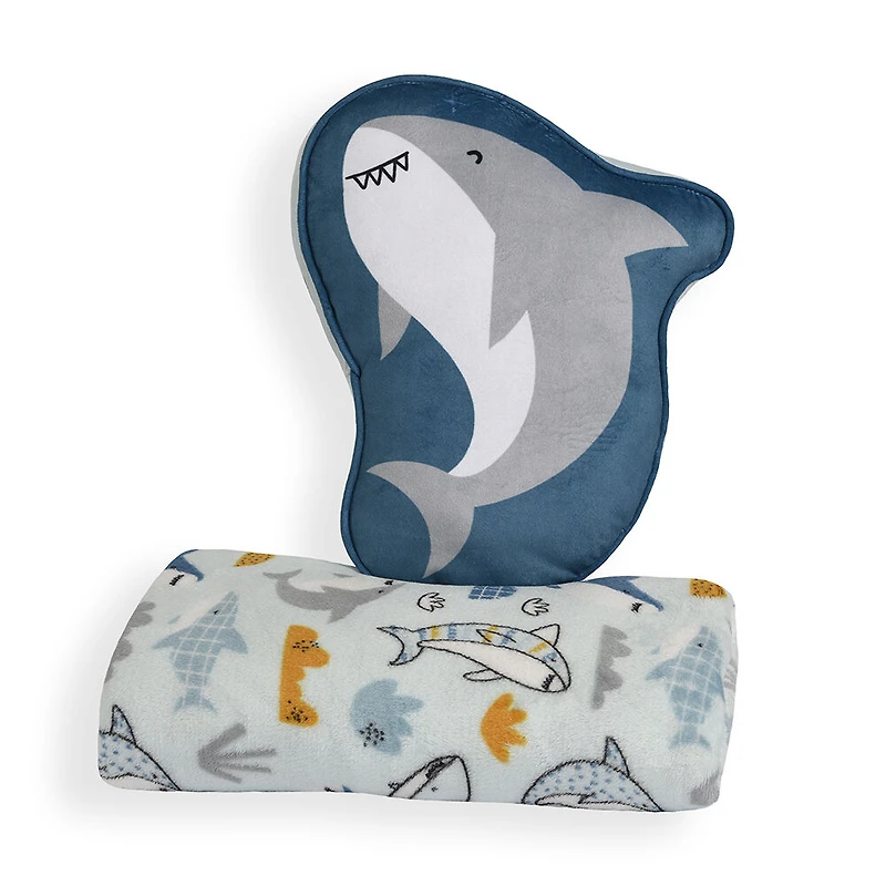 Shark Plush Throw and Pillow Set