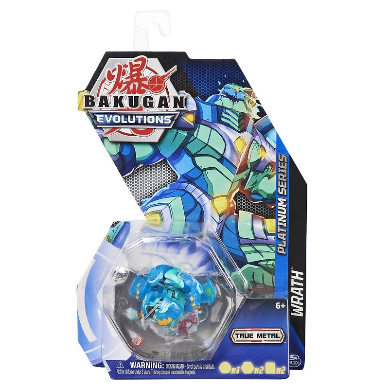 Bakugan Evolutions, Wrath, Platinum Series True Metal Bakugan, 2 BakuCores and Character Card