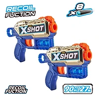 Deux Lanceurs de fléchettes en mousse X-Shot Excel Double Kickback Édition royale (8 fléchettes) par ZURU