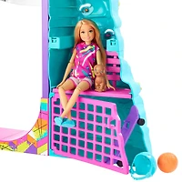 Coffret de jeu Sports extrêmes Barbie Équipe Stacie avec poupée, chiot, équipement et 5 activités