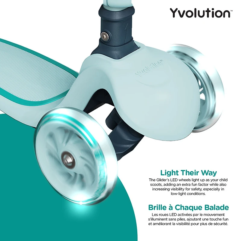Yvolution Glider 2-en-1 Trottinette 3 roues et jouet à chevaucher - Bleu canard