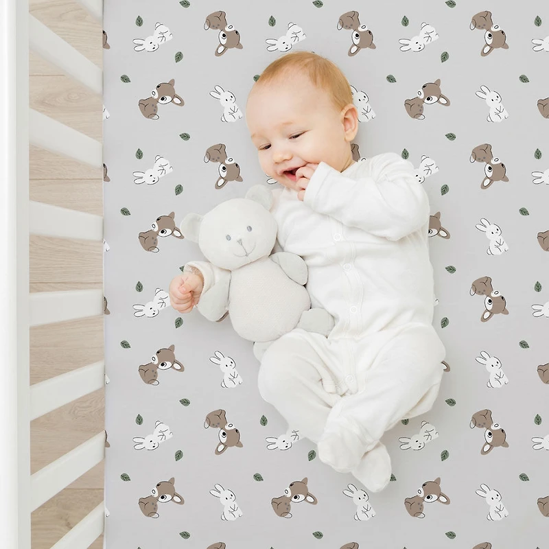 Koala Baby 2 Pack Flannel Sheet Woodland Bunny/Stripes