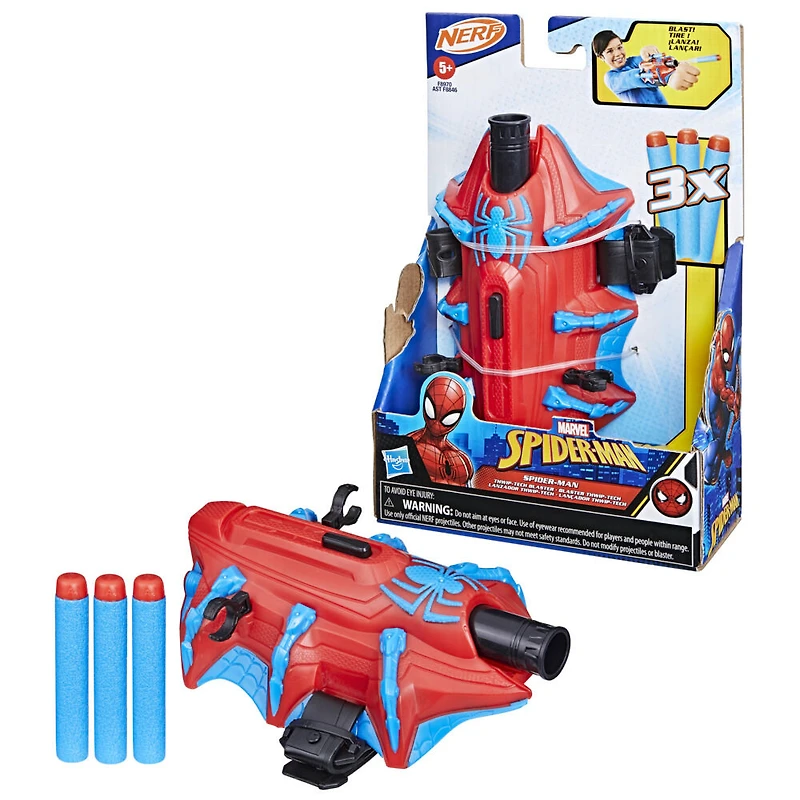 Marvel NERF Spider-Man Blaster Thwip-Tech, jouet de déguisement