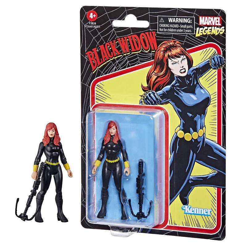 Hasbro Marvel Legends Series Retro 375 Collection, figurine Black Widow de 9,5 cm, 1 accessoire