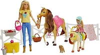 Coffret de jeu BARBIE avec poupées Barbie et Chelsea, 2 chevaux et plus de 15 accessoires