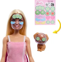 Barbie Face Mask Toy Playset & Doll with 10+ Spa Accessories Including 3 Powder Packs to Make Dough Masks
