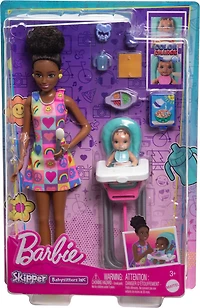 Barbie Skipper Babysitters Inc & Playset, Includes Doll, Baby, and Mealtime Accessories, 10 Piece Set