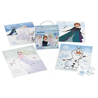 Disney Frozen, 4 Jigsaw Puzzle Bundle 48-Piece Elsa Anna Olaf Winter Snow Movie Landscape with Portable Rope Gift Box, for Kids Ages 4 and up