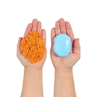 Wonder Factory Never Dry Dough & Sand Starter Set- Light Blue Dough + Orange Sand