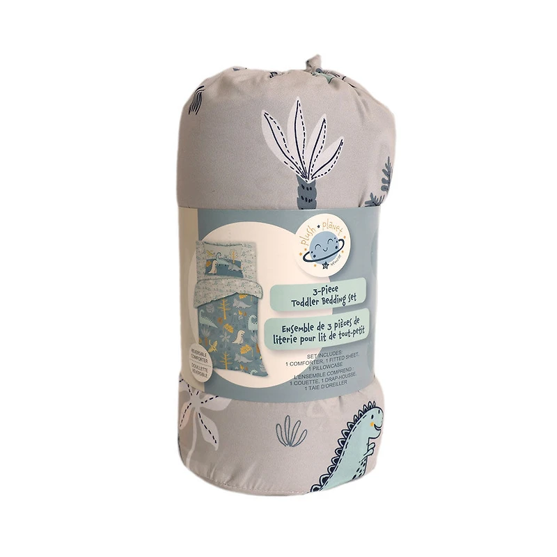 3-Piece Toddler Set - Grey Dino