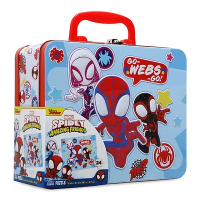 Marvel Spidey and His Amazing Friends Lunch Box Tin with 24Pc Puzzle