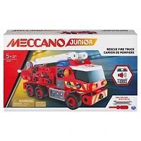 Meccano Junior, Kit de construction STEAM, Camion de pompiers avec effets sonores et lumineux