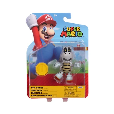 Figurine Super Mario 4 pouces - Dry Bones avec Pièce de monnaie 