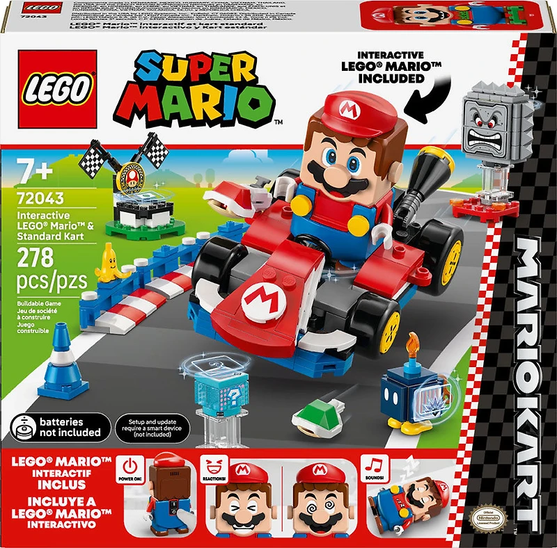 LEGO Super Mario : Mario Kart - LEGO Mario Interactif et Kart Standard, Jouet 72043