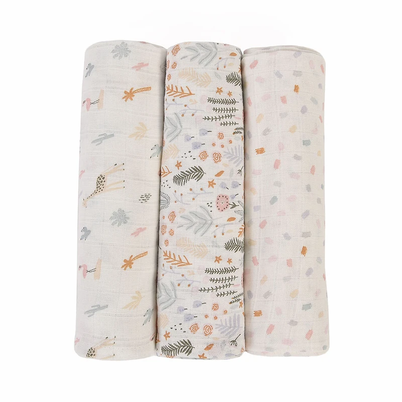 Baby's First by Nemcor Lot de 3 couvertures en mousseline de coton, motif floral