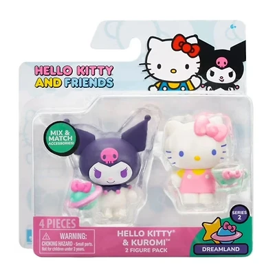 Hello Kitty et ses amis, ensemble de 2 figurines : Pays des rêves - Hello Kitty Tea Cup et Kuromi Planet