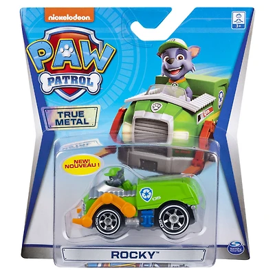 PAW Patrol, Véhicule Rocky en métal True Metal à collectionner, Série Classique à l'échelle 1:55