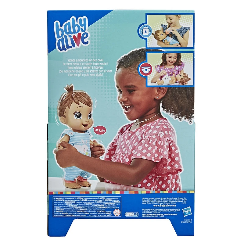 Baby Alive Baby Gotta Bounce Doll, Bunny Outfit, Bounces with 25+ SFX and Giggles, Drinks and Wets