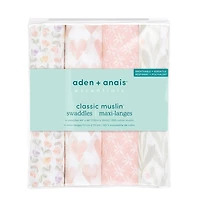 Aden + Anais Essentials 4-Pack Muslin Swaddle Piece of My Heart