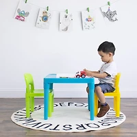 Kids Plastic Table and 2 Chairs, Aqua