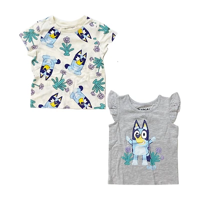 Bluey Ensemble de deux t-shirts mode Gris Chiné/Blanc