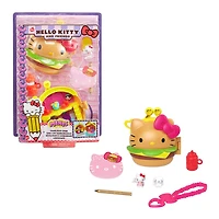 Coffret​ Burger Hello Kitty (12,5 cm) avec 2 Mini-Figurines Sanrio, Carnet de Notes et Accessoires