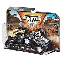Monster Jam, Monster trucks officiels en métal moulé Bulldozer Vs. Racing Stripes, échelle 1:64