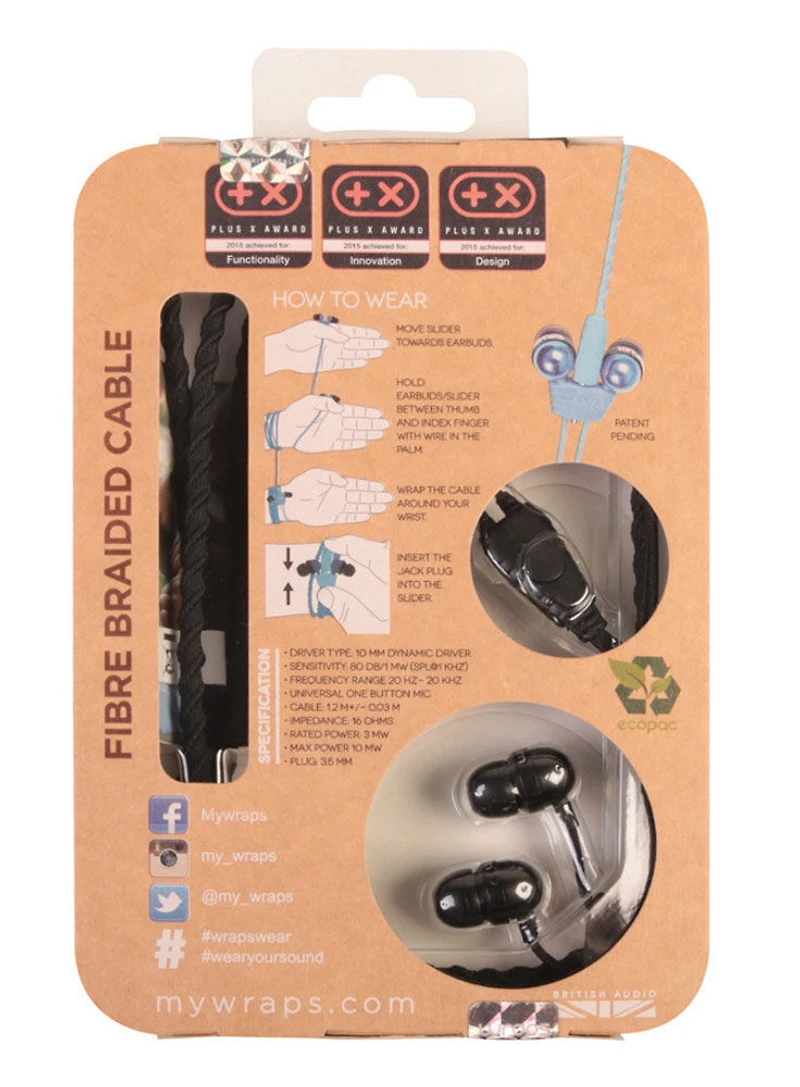 Wraps Talk Earbuds Braided Cable - Black - English Edition