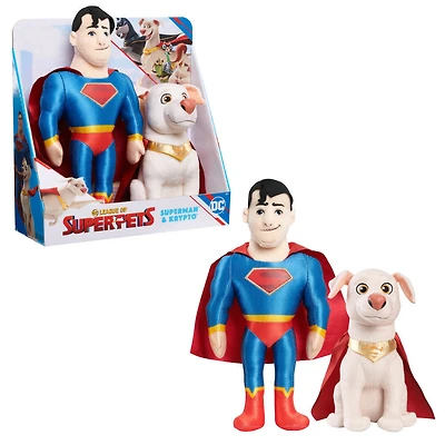 Ensemble de 2 Peluches DC Super Pets SUPERMAN et KRYPTO de 30 cm (12 pouces), Film Krypto et les Super-Animaux - Notre exclusivité