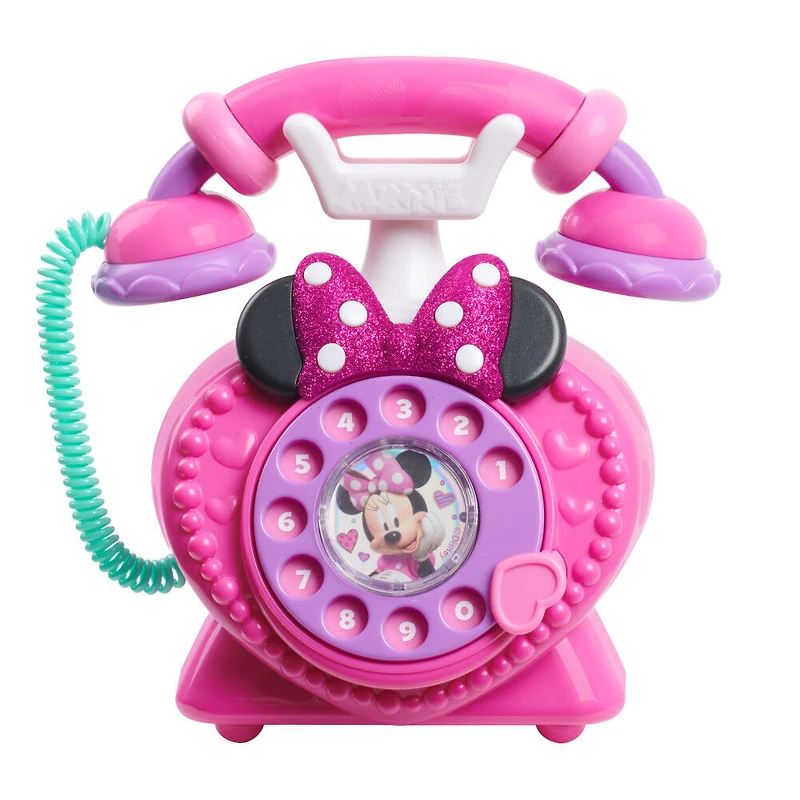 Téléphone Rotatif Appelle-Moi de Minnie Mouse de Disney Junior avec Sons et Lumières, Téléphone pour Permettre aux Enfants de Jouer en Faisant Semblant