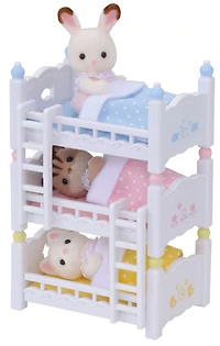 Calico Critters Lits superposés triples pour bébé, ensemble de meubles de maison de poupée