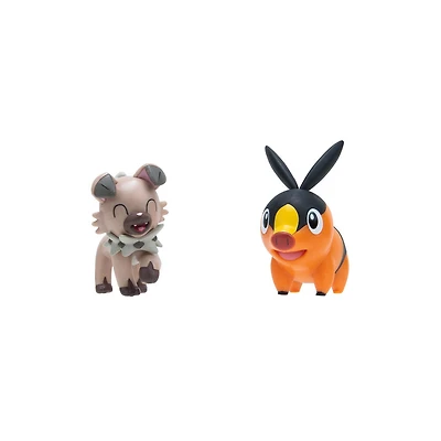 Ensemble de 2 figurines de combat Pokémon - Gruikui et Rocabot (Tepig & Rockruff)