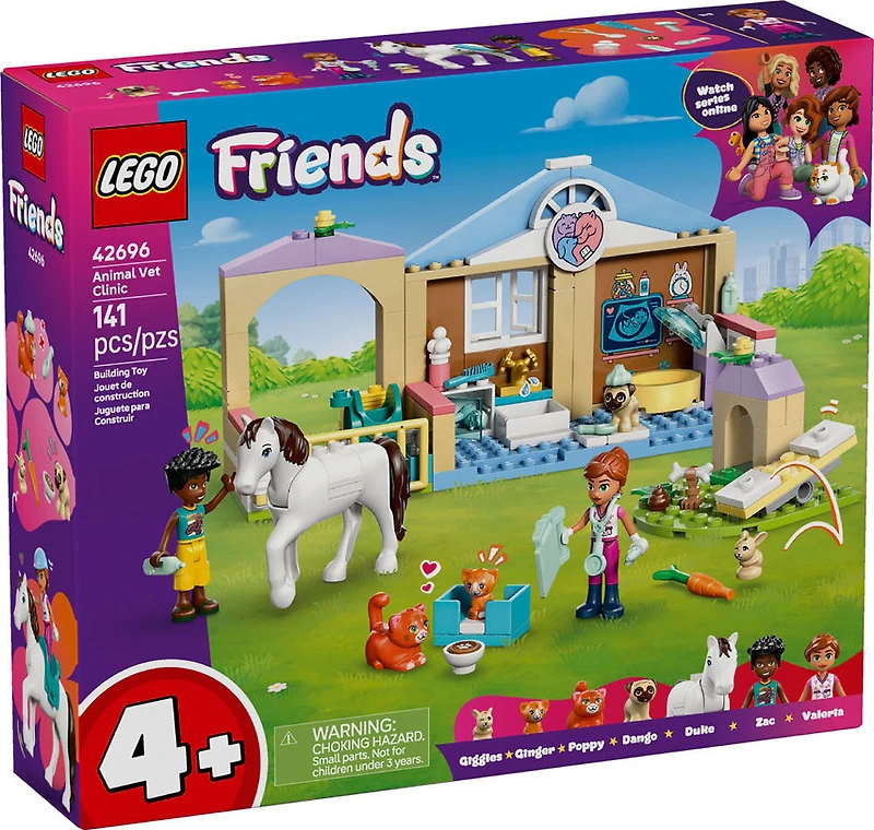 LEGO Friends La Clinique Vétérinaire des Animaux - 2 Minipoupées, un Chien, un Lapin, un Cheval, 2 Chats - 42696