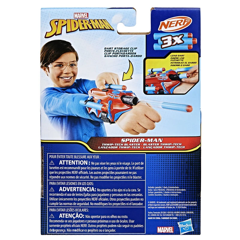 Marvel NERF Spider-Man Blaster Thwip-Tech, jouet de déguisement