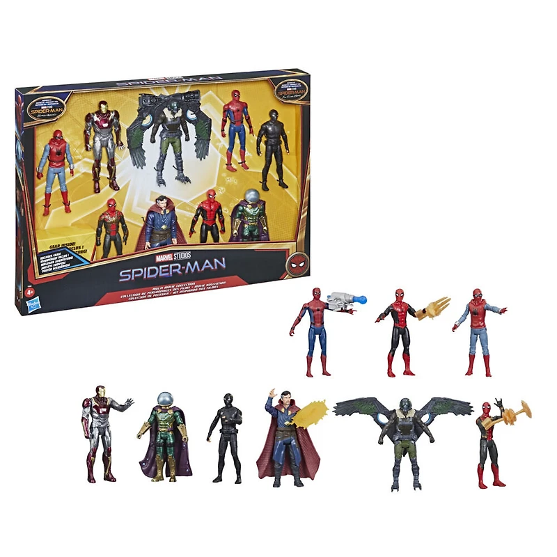Marvel Spider-Man, Collection de personnages des films, figurines de 15 cm, 9 héros et vilains, 6 accessoires - Notre exclusivité