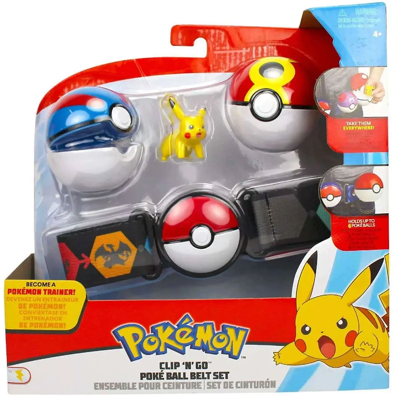 Pokémon - Ensemble de ceinture Clip 'N Go - Pikachu + Super Ball et Bis Ball (Great Ball and Repeat Ball)