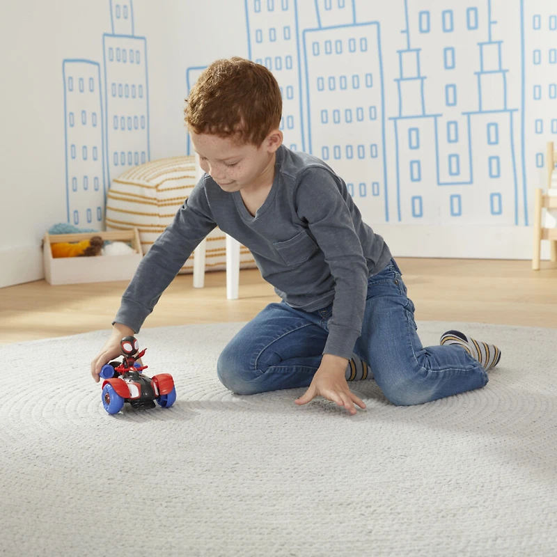 Marvel Spidey and His Amazing Friends Change 'N Go Techno-Racer Vehicle And Miles Morales