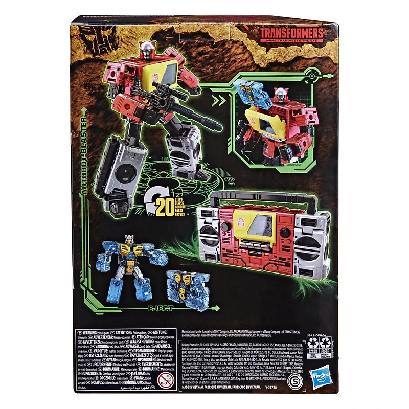 Transformers Generations War for Cybertron : Kingdom, WFC-K44 Autobot Blaster and Eject de 17,5 cm, classe Voyageur