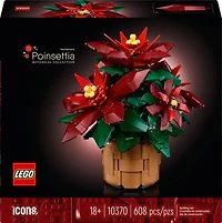 LEGO Icons Poinsettia Plant Building Set, Holiday Home Décor, Grande Italia Plant, Holiday Centerpiece, 10370