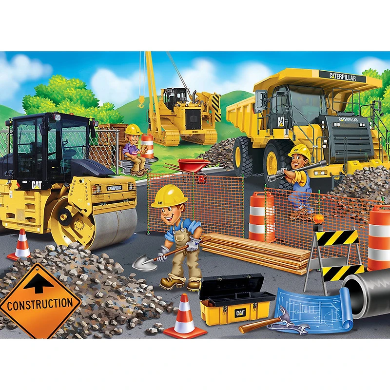 Stationnement Caterpillar - Casse-tête de camions de construction, 60 pièces pour enfants
