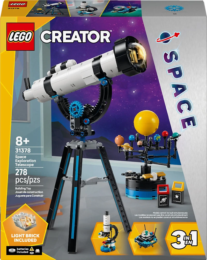 LEGO Creator 3 en 1 Le Télescope d'Exploration Spatiale, Se Transforme en Microscope ou en OVNI 31378