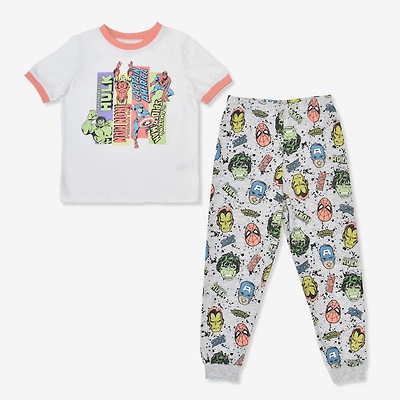 Avengers 2 Piece PJ Set White
